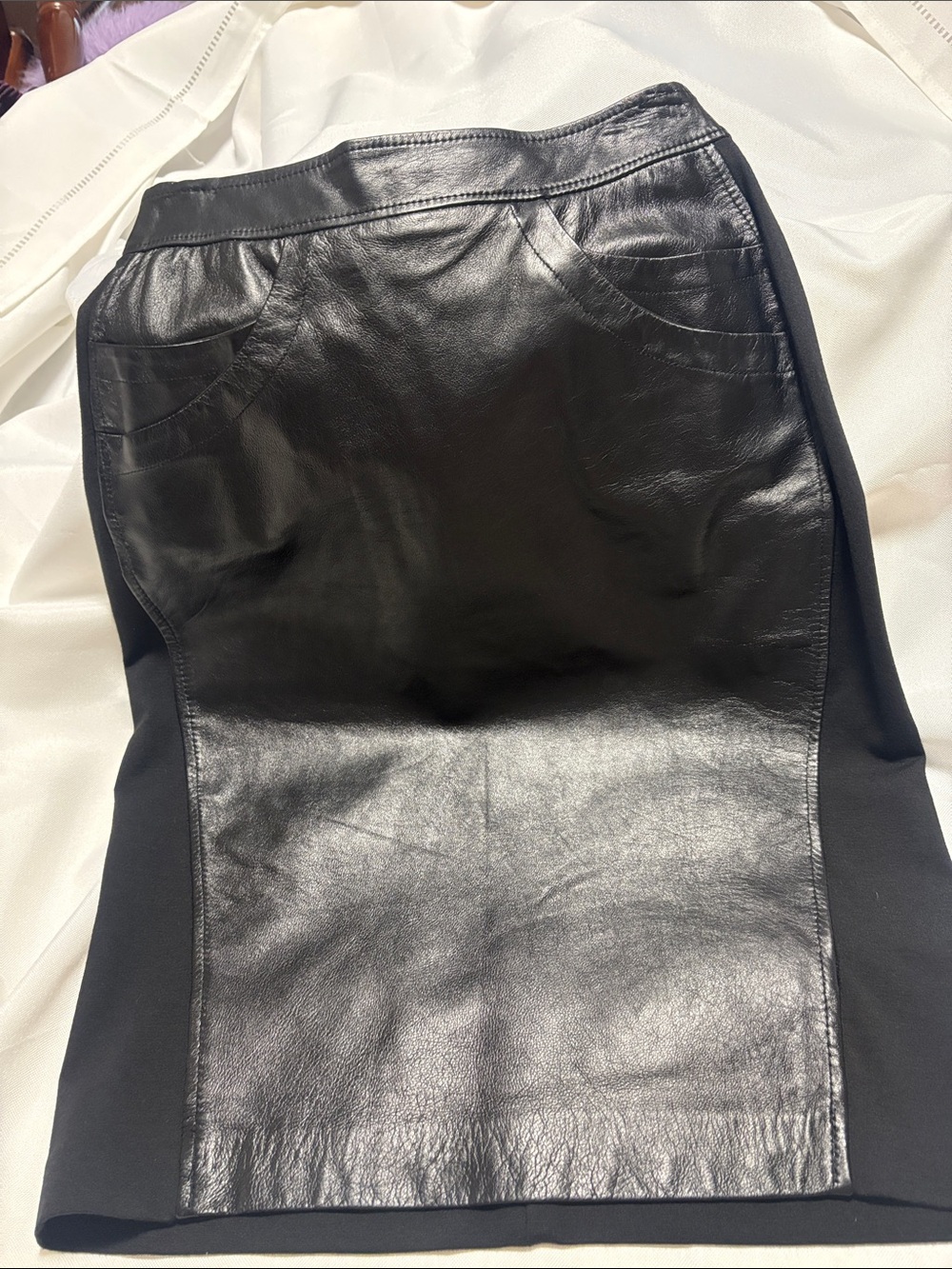 Andy Thê-Anh Archived Leather & Knit Mixed-Media Pencil Skirt - Size 4